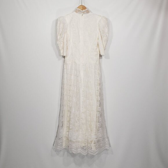 Vintage Scott McClintock White Formal Lace Gown Lined Floral pattern Size 6 - Picture 5 of 11